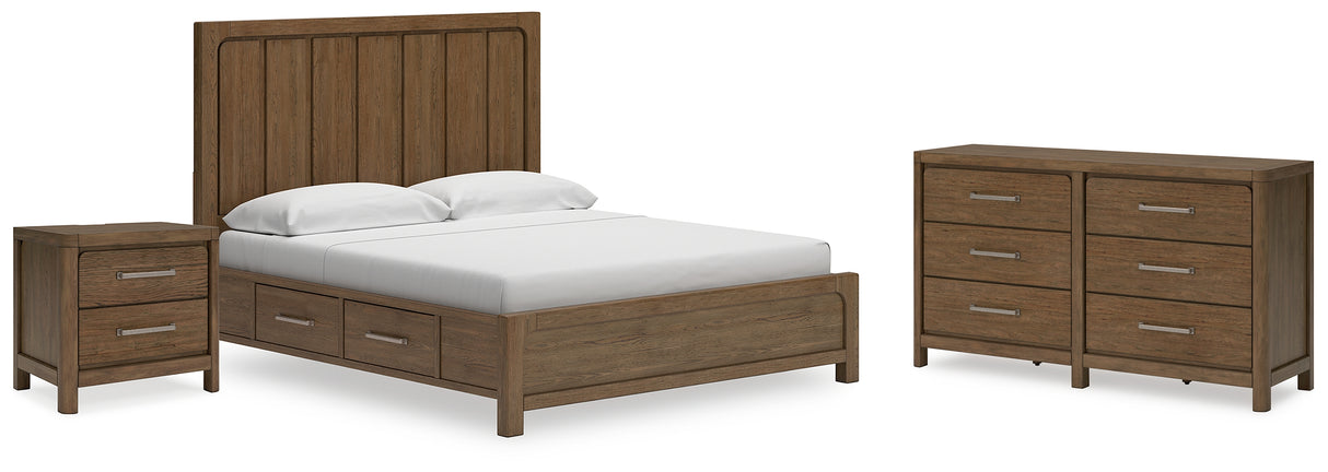 Cabalynn California King Panel Bed with Dresser and Nightstand in Light Brown from Ashley - Luna Furniture