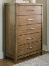 Cabalynn California King Panel Bed with Dresser, Chest and Nightstand in Light Brown from Ashley - Luna Furniture