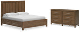 Cabalynn California King Panel Bed with Dresser in Light Brown from Ashley - Luna Furniture