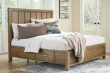 Cabalynn California King Panel Bed with Storage with Mirrored Dresser and Nightstand in Light Brown from Ashley - Luna Furniture