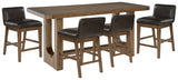 Cabalynn Counter Height Dining Table and 4 Barstools in Light Brown from Ashley - Luna Furniture