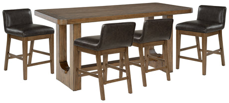 Cabalynn Counter Height Dining Table and 4 Barstools in Light Brown from Ashley - Luna Furniture