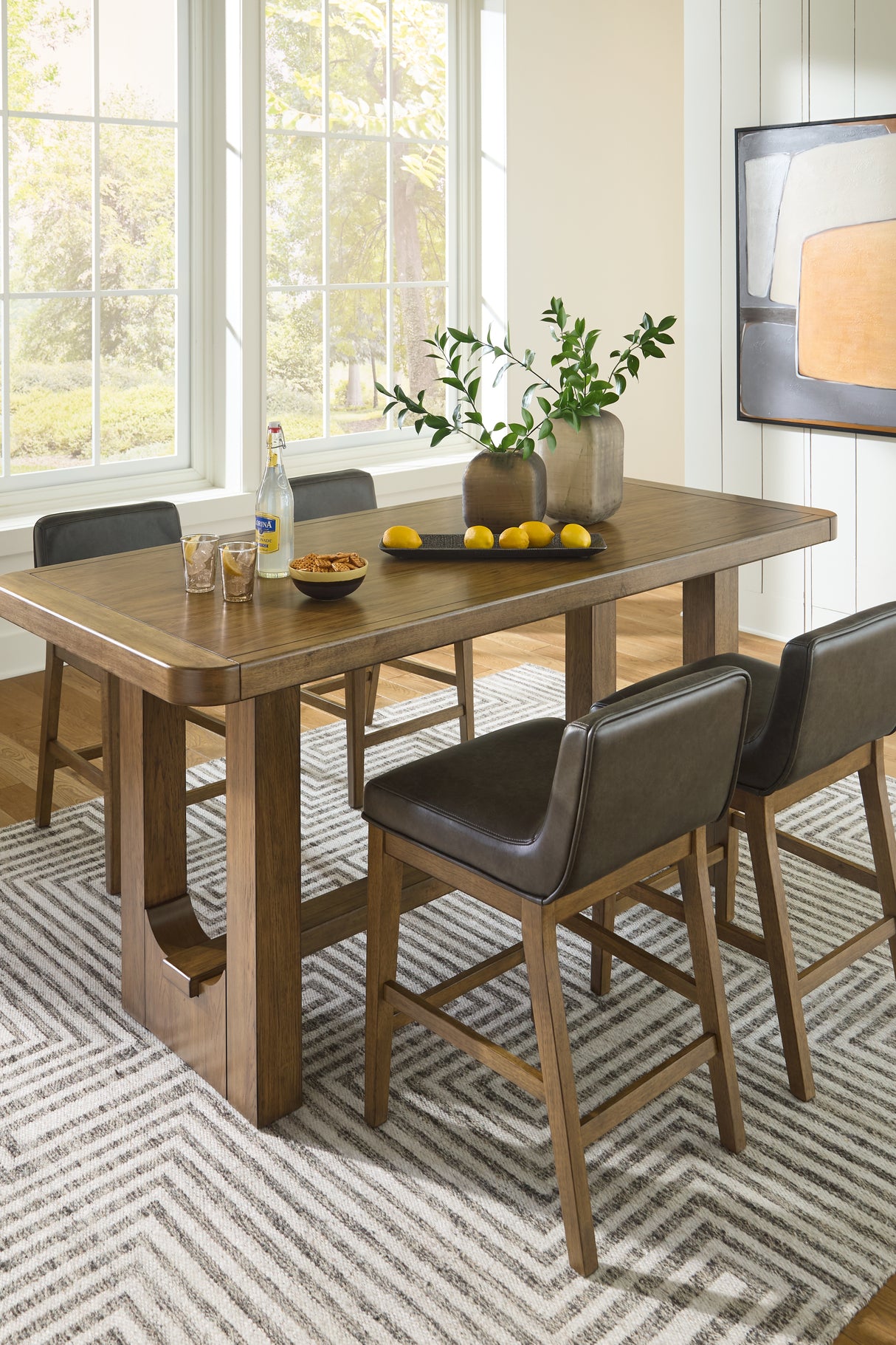 Cabalynn Counter Height Dining Table and 4 Barstools in Light Brown from Ashley - Luna Furniture