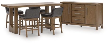 Cabalynn Counter Height Dining Table and 4 Barstools with Storage in Light Brown from Ashley - Luna Furniture