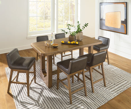 Cabalynn Counter Height Dining Table and 6 Barstools in Light Brown from Ashley - Luna Furniture
