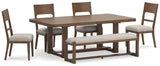 Cabalynn Dining Table and 4 Chairs and Bench in Light Brown from Ashley - Luna Furniture