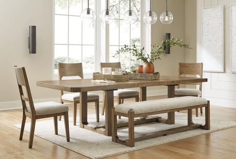 Cabalynn Dining Table and 4 Chairs and Bench in Light Brown from Ashley - Luna Furniture