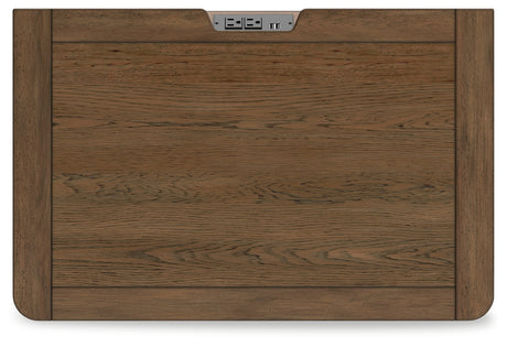 Cabalynn King Panel Bed with Storage with Mirrored Dresser, Chest and 2 Nightstands in Light Brown from Ashley - Luna Furniture