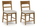 Cabalynn Oatmeal/Light Brown Counter Height Barstool, Set of 2 from Ashley - Luna Furniture