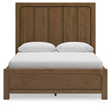 Cabalynn Queen Panel Bed with Storage with Mirrored Dresser and Chest in Light Brown from Ashley - Luna Furniture