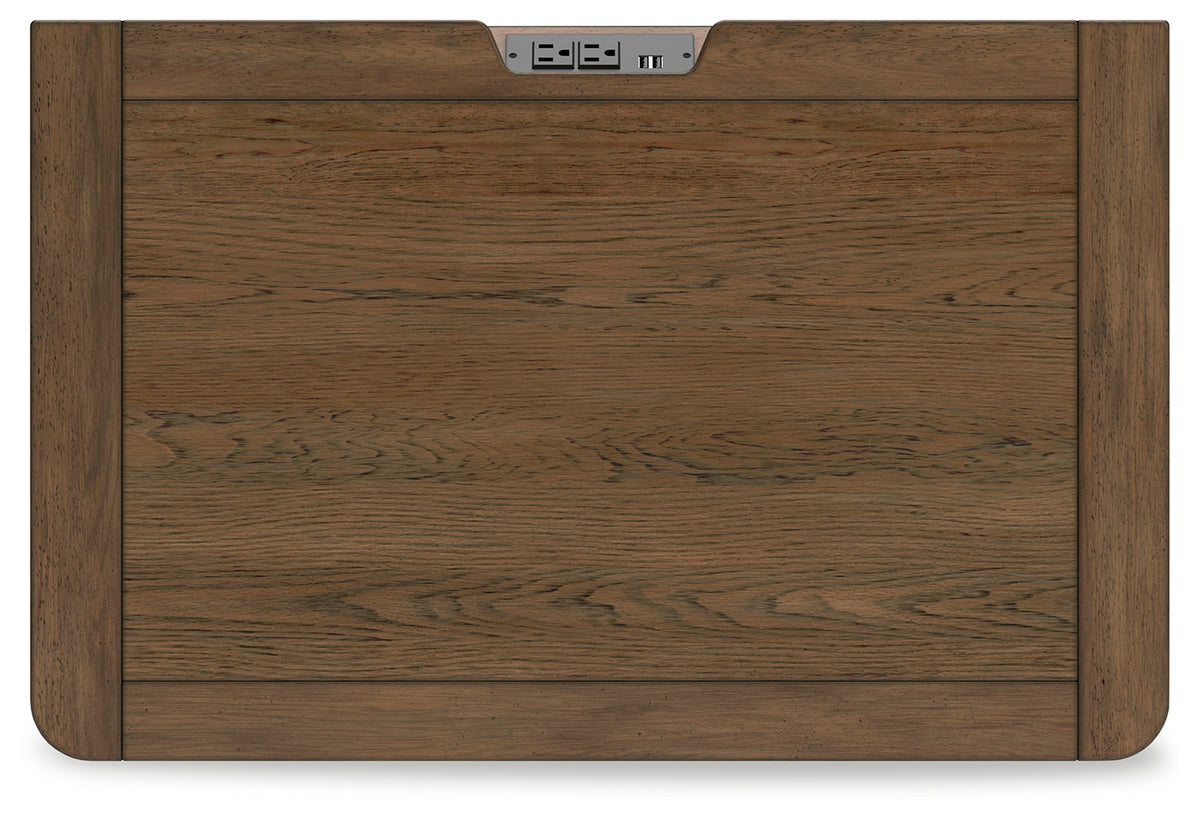 Cabalynn Queen Panel Bed with Storage with Mirrored Dresser and Nightstand in Light Brown from Ashley Furniture - Luna Furniture