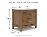 Cabalynn Queen Panel Bed with Storage with Mirrored Dresser and Nightstand in Light Brown from Ashley Furniture - Luna Furniture