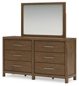 Cabalynn Queen Panel Bed with Storage with Mirrored Dresser, Chest and 2 Nightstands in Light Brown from Ashley - Luna Furniture