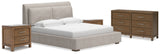 Cabalynn Queen Upholstered Bed with Dresser and 2 Nightstands in Light Brown from Ashley - Luna Furniture