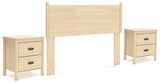 Cabinella Full Panel Headboard with 2 Nightstands in Tan from Ashley - Luna Furniture
