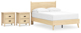 Cabinella Full Platform Panel Bed with 2 Nightstands in Tan from Ashley - Luna Furniture