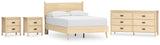 Cabinella Full Platform Panel Bed with Dresser and 2 Nightstands in Tan from Ashley - Luna Furniture