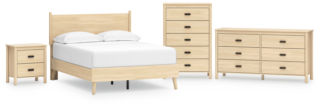 Cabinella Full Platform Panel Bed with Dresser, Chest and Nightstand in Tan from Ashley - Luna Furniture