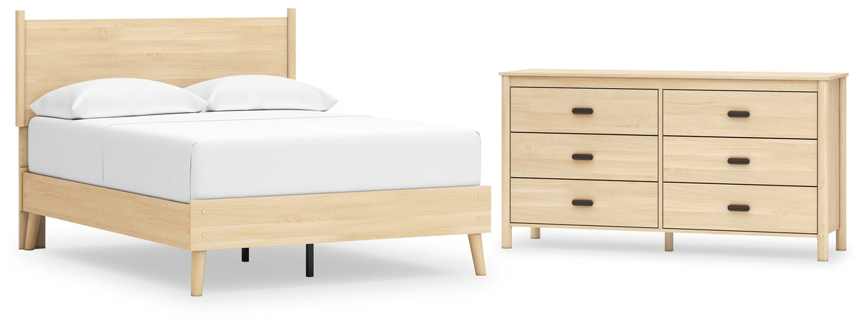 Cabinella Full Platform Panel Bed with Dresser in Tan from Ashley - Luna Furniture
