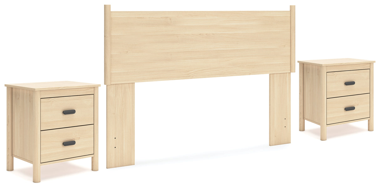 Cabinella Queen Panel Headboard with 2 Nightstands in Tan from Ashley - Luna Furniture