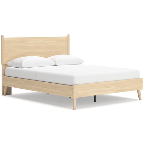 Cabinella Queen Platform Panel Bed with 2 Nightstands in Tan from Ashley - Luna Furniture