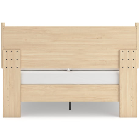 Cabinella Queen Platform Panel Bed with 2 Nightstands in Tan from Ashley - Luna Furniture
