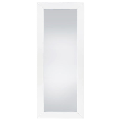 Cadence White Tempered Glass High Gloss Full Length Standing Mirror from Coaster - Luna Furniture