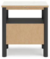 Cadmori Full Upholstered Panel Bed with 2 Nightstands in Black/White from Ashley - Luna Furniture