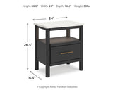 Cadmori Full Upholstered Panel Bed with Dresser and 2 Nightstands in Black/White from Ashley - Luna Furniture