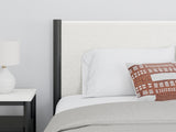 Cadmori Full Upholstered Panel Bed with Dresser and 2 Nightstands in Black/White from Ashley - Luna Furniture