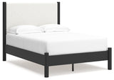 Cadmori Full Upholstered Panel Bed with Dresser in Black/White from Ashley - Luna Furniture