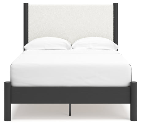 Cadmori Full Upholstered Panel Bed with Dresser in Black/White from Ashley - Luna Furniture