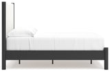 Cadmori Full Upholstered Panel Bed with Dresser in Black/White from Ashley - Luna Furniture