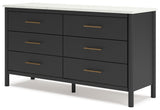 Cadmori Full Upholstered Panel Bed with Dresser in Black/White from Ashley - Luna Furniture