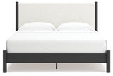 Cadmori King Upholstered Panel Bed with 2 Nightstands in Black/White from Ashley - Luna Furniture