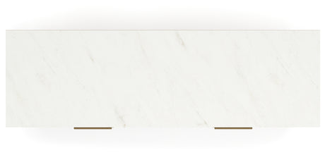 Cadmori King Upholstered Panel Bed with Dresser and 2 Nightstands in Black/White from Ashley - Luna Furniture