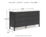 Cadmori King Upholstered Panel Bed with Dresser in Black/White from Ashley - Luna Furniture
