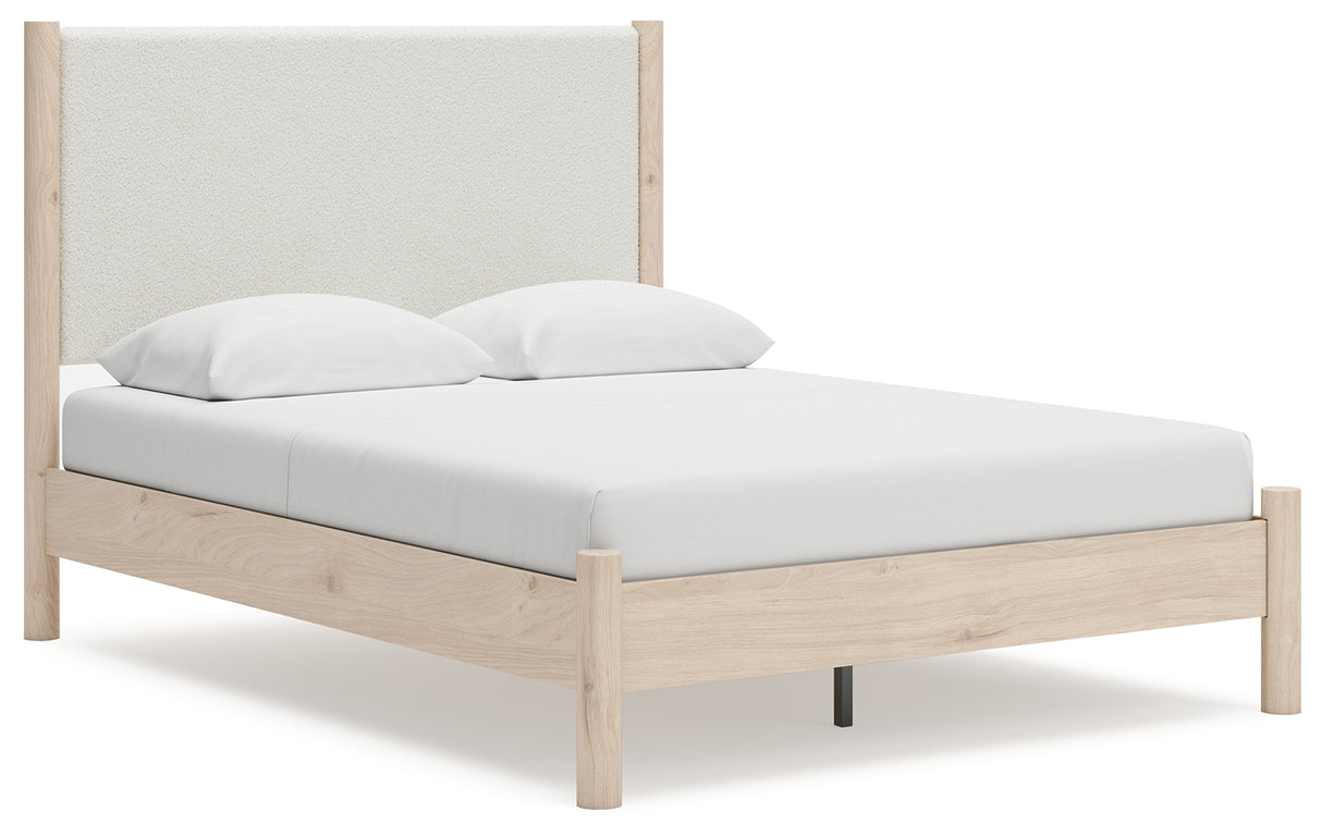 Cadmori Queen Upholstered Panel Bed with Dresser and 2 Nightstands in Two-tone from Ashley - Luna Furniture