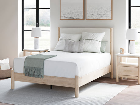 Cadmori Queen Upholstered Panel Bed with Dresser and 2 Nightstands in Two-tone from Ashley - Luna Furniture