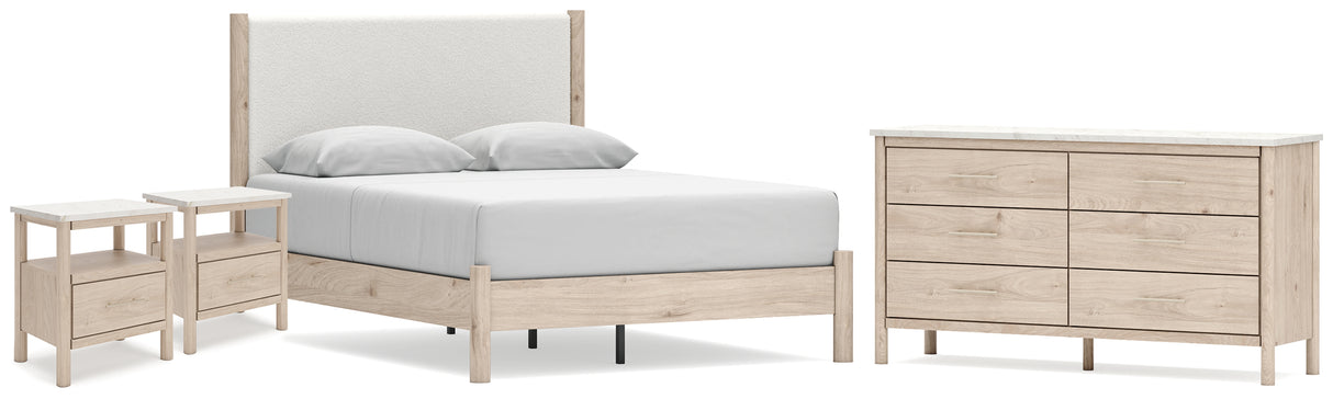 Cadmori Queen Upholstered Panel Bed with Dresser and 2 Nightstands in Two-tone from Ashley - Luna Furniture