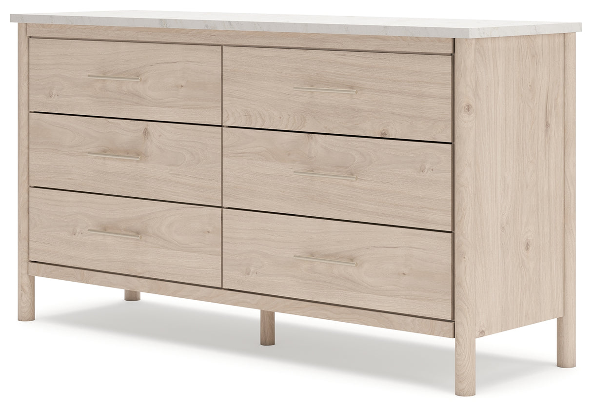 Cadmori Queen Upholstered Panel Bed with Dresser and 2 Nightstands in Two-tone from Ashley - Luna Furniture