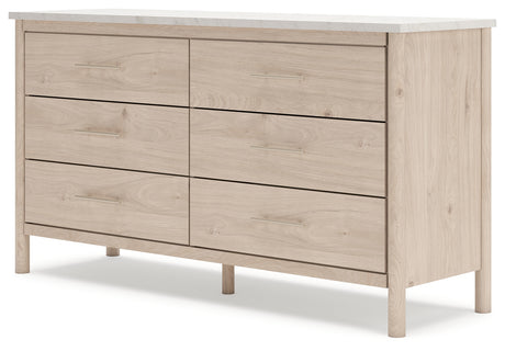 Cadmori Queen Upholstered Panel Bed with Dresser and 2 Nightstands in Two-tone from Ashley - Luna Furniture