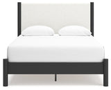 Cadmori Queen Upholstered Panel Bed with Dresser in Black/White from Ashley - Luna Furniture