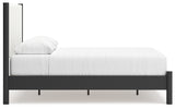 Cadmori Queen Upholstered Panel Bed with Dresser in Black/White from Ashley - Luna Furniture