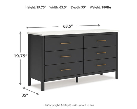 Cadmori Queen Upholstered Panel Bed with Dresser in Black/White from Ashley - Luna Furniture