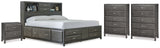 Caitbrook Gray Queen Storage Bed, 2 Chests and 2 Nightstands from Ashley - Luna Furniture