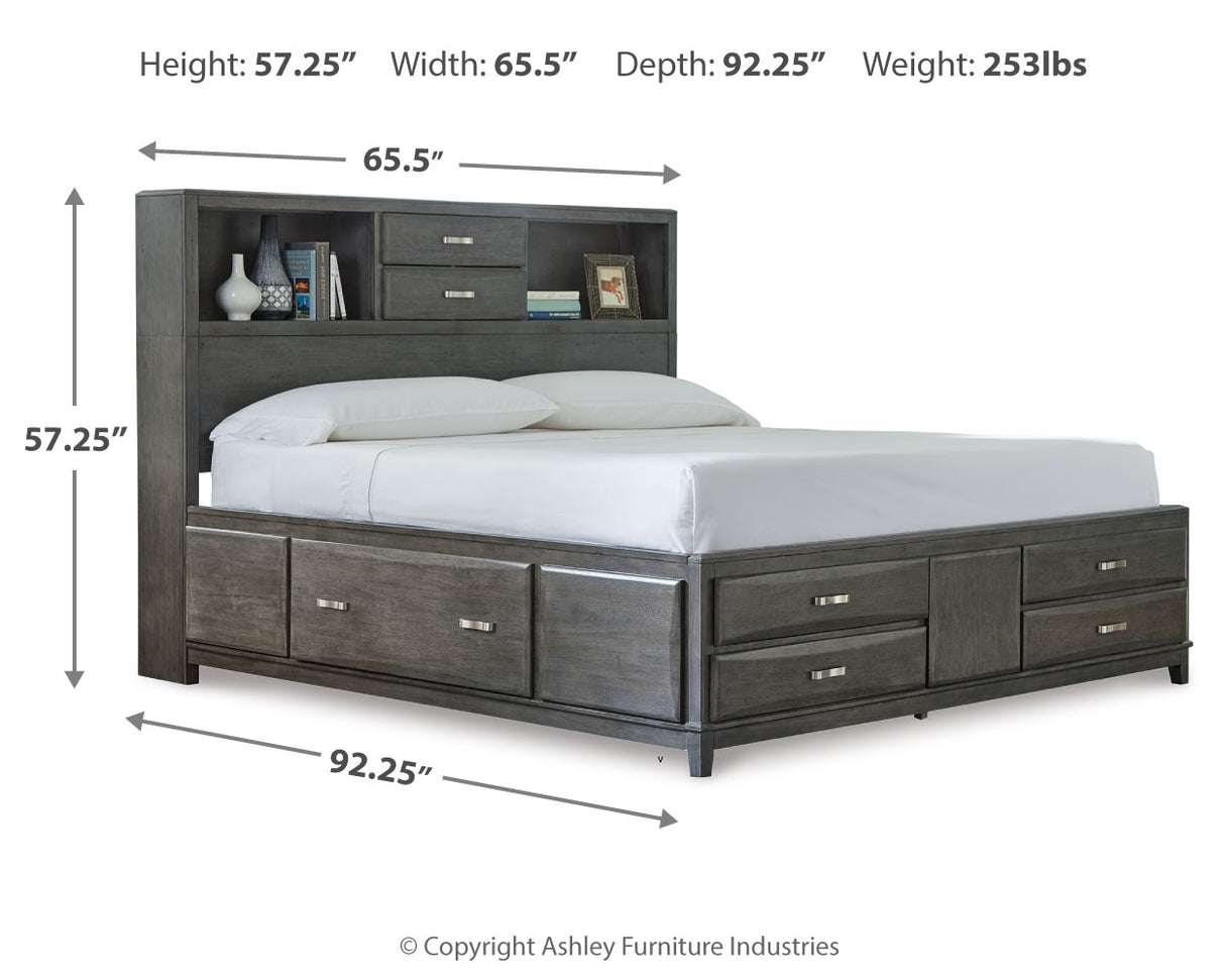 Caitbrook Gray Queen Storage Bed, 2 Chests and 2 Nightstands from Ashley - Luna Furniture