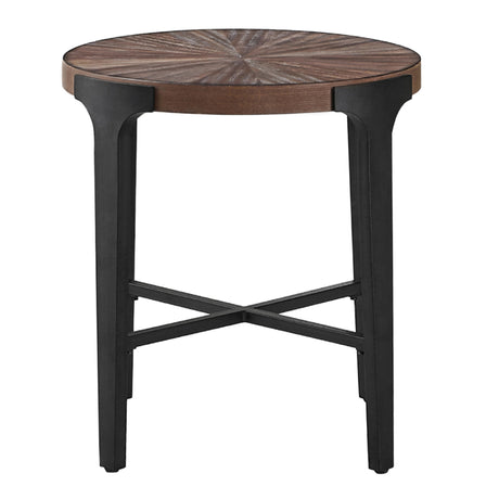 Chevron Cinnamon 22-inch Round End Table from Steve Silver - Luna Furniture
