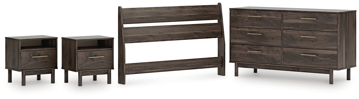 Calverson Mocha Full Panel Headboard with Dresser and 2 Nightstands from Ashley Furniture - Luna Furniture