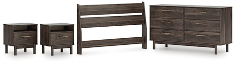 Calverson Mocha Full Panel Headboard with Dresser and 2 Nightstands from Ashley Furniture - Luna Furniture